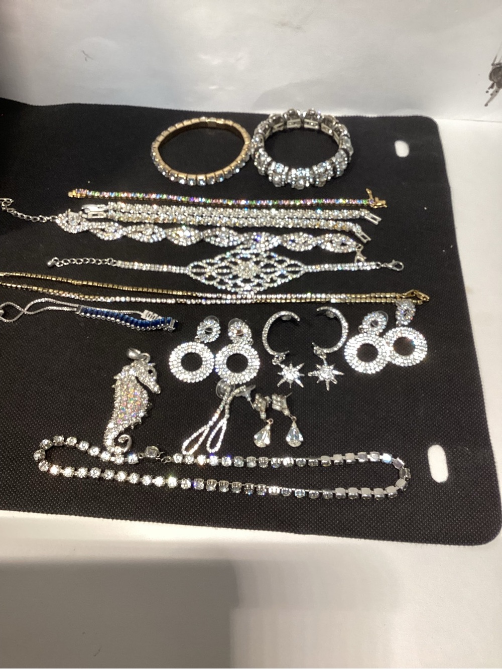 Vintage & New Bling Bling Rhinestone And Silvertone Jewelry Lot! View 6